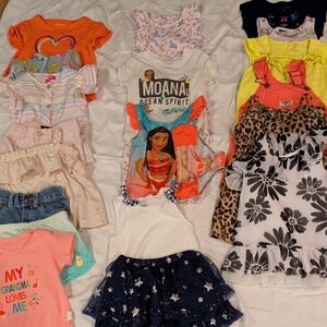 Girls 24 Mo./2T Lot (21 Pieces) Summer Dresses, Shorts & Tops, Swimsuit